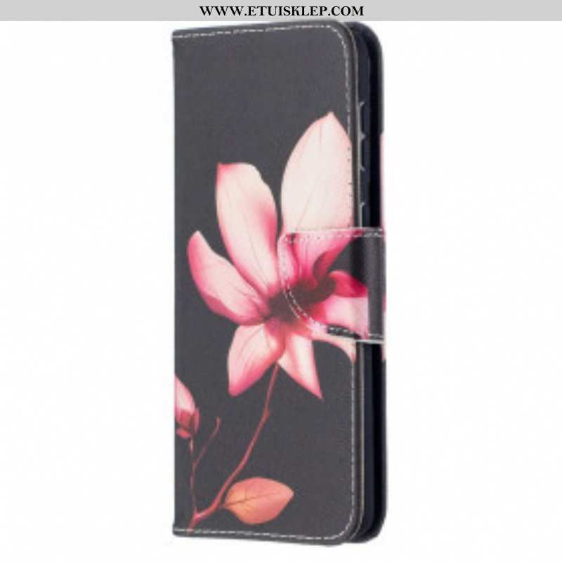 Skórzany Futerał do Samsung Galaxy S21 Plus 5G Różowy Kwiat